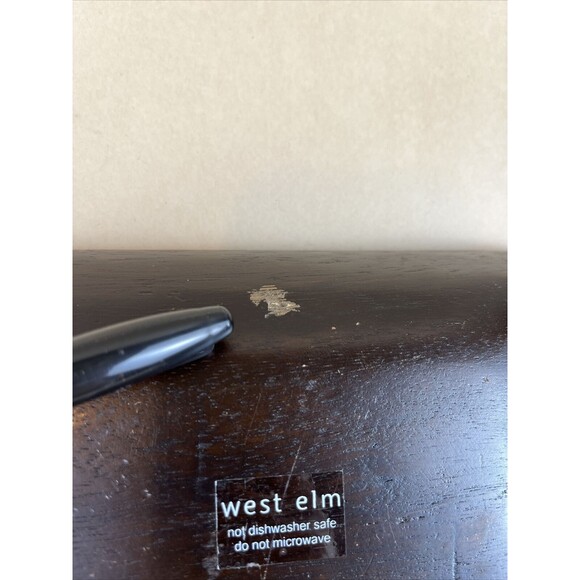 West Elm Rectangle Wooden Sushi‎ Plates Dessert Dish Plate Dark Brown - Picture 7 of 7